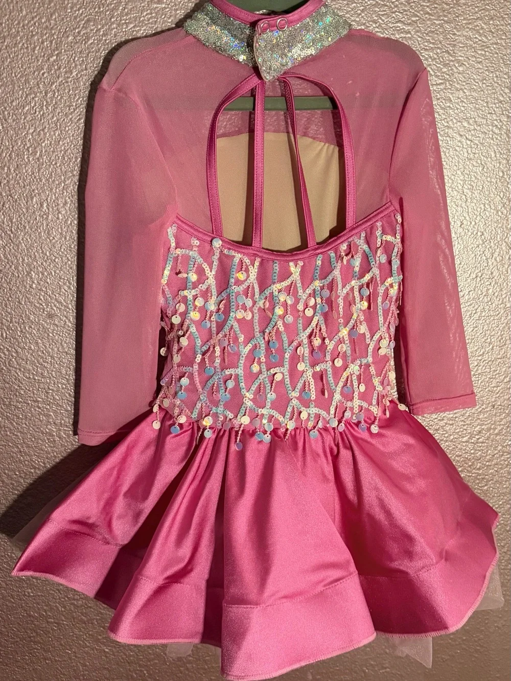 Weissman Pink Sequin Tulle Dance Costume Leotard